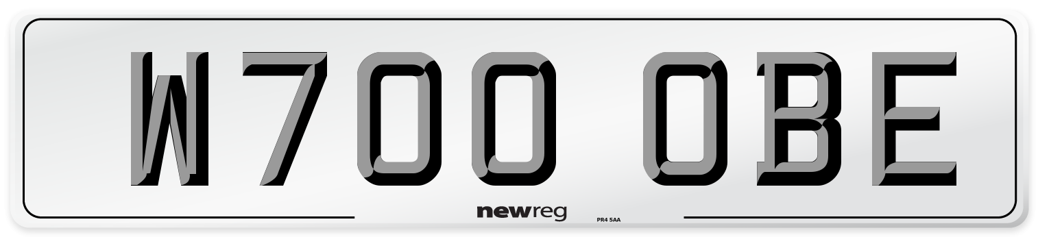 W700 OBE Number Plate from New Reg